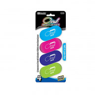 bazic bright color oval eraser (4/pack)