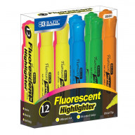 bazic desk style fluorescent highlighters (12/box)