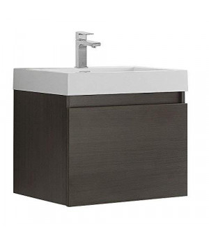 Fresca Nano Gray Oak Modern Bathroom Cabinet with Integrated Sink