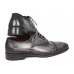 Paul Parkman Captoe Oxfords Gray & Black Hand Painted Shoes, 077-GRY-46