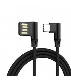 L Shaped Angle Head Type-C Charging Cable Data Transmission Cable Adapter 3 Meter for Phone black