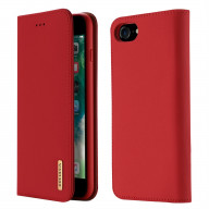 DUX DUCIS For iPhone 7/8 Luxury Genuine Leather Magnetic Flip Cover Full Protective Case with Bracket Card Slot red