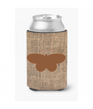 Butterfly Burlap and Brown Can or Bottle Beverage Insulator Hugger