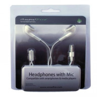 Replacement stereo headset with Mic - White - earbuds style