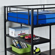 Twin Low Loft Bed with Desk - Black