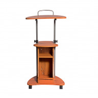 Techni Mobili Rolling Adjustable Height Laptop Cart With Storage. Color: Woodgrain