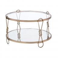 Metal Coffee Table with Glass Top and 1 Bottom Shelf,Gold and Clear