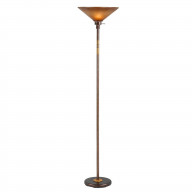 3 Way Torchiere Floor Lamp with Frosted Glass shade and Stable Base, Bronze