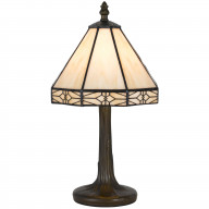 Tree Like Metal Body Tiffany Table lamp with Conical Shade,Beige and Bronze