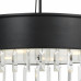 4 Bulb Round Metal Body Chandelier with Hanging Crystal Accents, Black