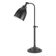 Metal Round 25" Table Lamp with Adjustable Pole, Dark Bronze