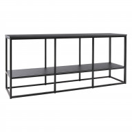 65 Inches Wood and Metal TV Stand with Open Shelf, Black
