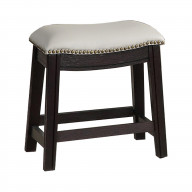 Curved Leatherette Stool with Nailhead Trim, Set of 2, Gray