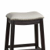 Curved Leatherette Counter Stool with Nailhead Trim, Set of 2, Gray