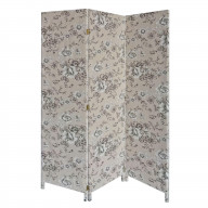 71 Inch 3 Panel Fabric Room Divider with Floral Print, Gray