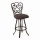 Metal Scroll Design Open Back Barstool with Fabric Padded Seat, Gray