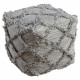 16 Inches Woolen Pouf with Hand Woven Diamond Fringe, Gray