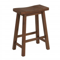 Saddle Design Wooden Counter Stool with Grain Details, Brown