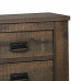 Wooden Nightstand with 2 Drawers and Saw Hewn Texture, Brown