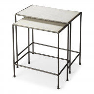 Butler Specialty Company, Carrera Marble Nesting Tables, Black, Black and White