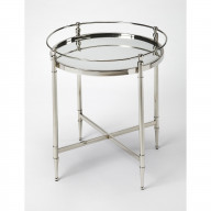 Butler Specialty Company, Crosby Metal & Mirrored Accent Table, Silver
