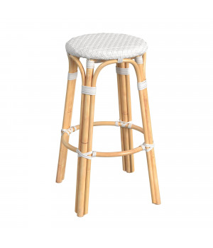 Butler Specialty Company, Tobias Round Rattan 30" Bar Stool, Glossy White