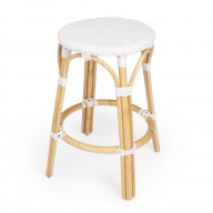 Butler Specialty Company, Tobias Rattan Round 24" Counter Stool, Glossy White