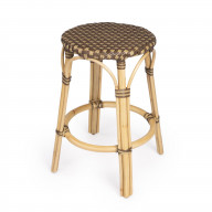 Butler Specialty Company, Tobias Rattan Round 24" Counter Stool, Brown and Tan Dot