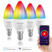 XODO Smart WiFi B11 E12 Dimmable Ceiling Fan Candle Light Bulb - 5W (30W Equivalent) 350LM RGB+W - LED Multi Color, Adjustable Color Changing Smart Bulb ETL Listed 4-Pack