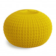 Sonata Round Knitted Pouf in Yellow Recycled PET Polyester