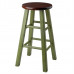 Ivy Counter Stool, Rustic Green and Walnut