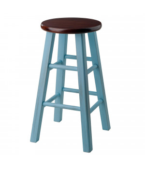 Ivy Counter Stool, Rustic Light Blue and Walnut