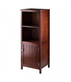 Brooke Jelly 2-Section Cupboard, Open Shelf Cabinet, Walnut 
