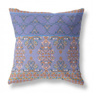 Nandini Flowers Broadcloth Indoor Outdoor Pillow, Zippered, PurpleBlue