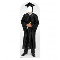 Male Graduate Black Cap & Gown Standin