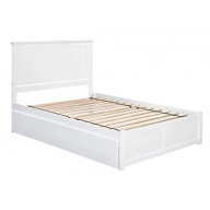 Nantucket King Platform Bed with Flat Panel Foot Board and 2 Urban Bed Drawers in White