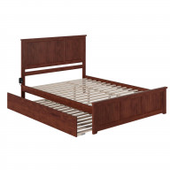 Madison Queen Bed with Matching Footboard and Twin Extra Long Trundle in Walnut