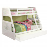 Mission Style Twin over Full Size Bed with Attached Ladder, White