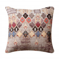 18 x 18 Handwoven Cotton Accent Pillow with Quatrefoil Print, Multicolor