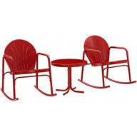 Griffith 3Pc Outdoor Rocking Chair Set - Bright Red Gloss