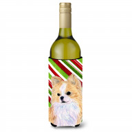 Chihuahua Candy Cane Holiday Christmas Wine Bottle Beverage Insulator Beverage Insulator Hugger SS4542LITERK