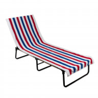 J&M Red, White and Blue Stripe Lounge Chair Beach Towel With Top Fitted Pocket 26x82