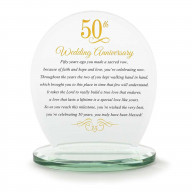 50Th Anniversary Glass Tabletop Plaque