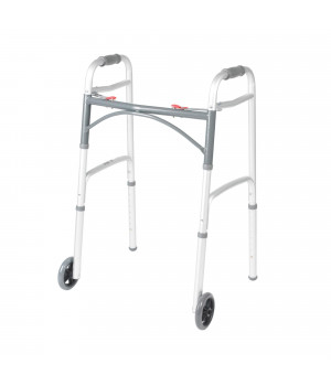 Deluxe Two Button Folding Walker with 5 Wheels