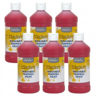 Little Masters Washable Tempera Paint, Red, 16 oz., Pack of 6