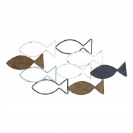 Stratton Home Decor Wood and Metal School of Fish Wall Dcor