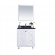 Odyssey - 30 - White Cabinet + Black Wood Marble Countertop