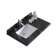 Odyssey - 36 - Black Wood Marble Countertop with Rectangular Sink