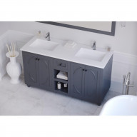 Odyssey - 60 - Maple Grey Cabinet + Matte White VIVA Stone Solid Surface Countertop