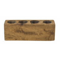 4 Hole Rustic Wooden Sugar Mold Candle Holder, Pecan